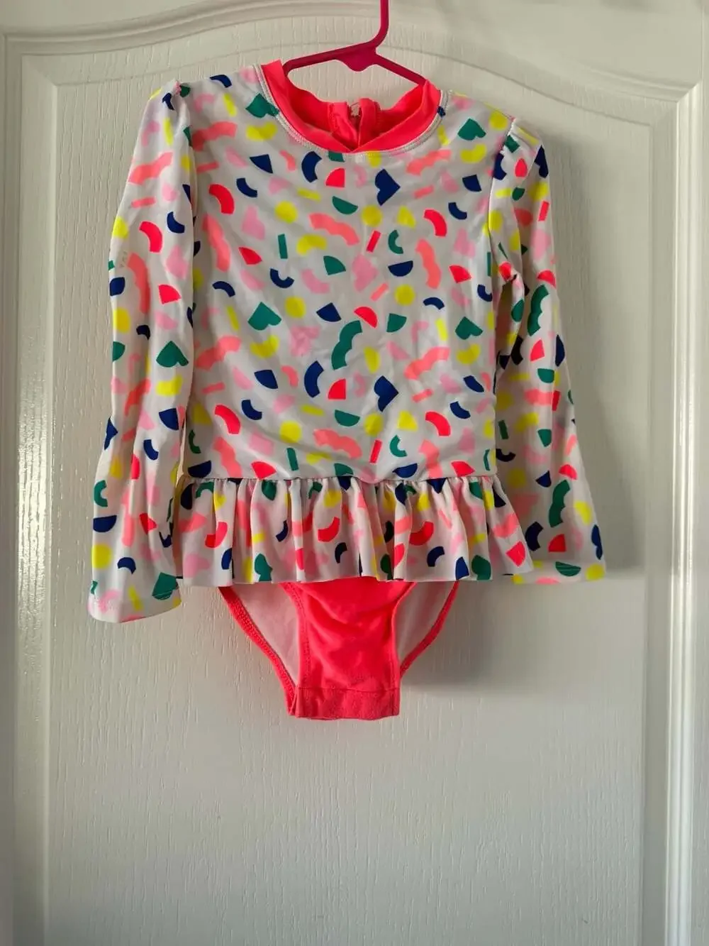 Cat & Jack Girls Long Sleeve One-Piece Ruffle Swimsuit, Size 4T